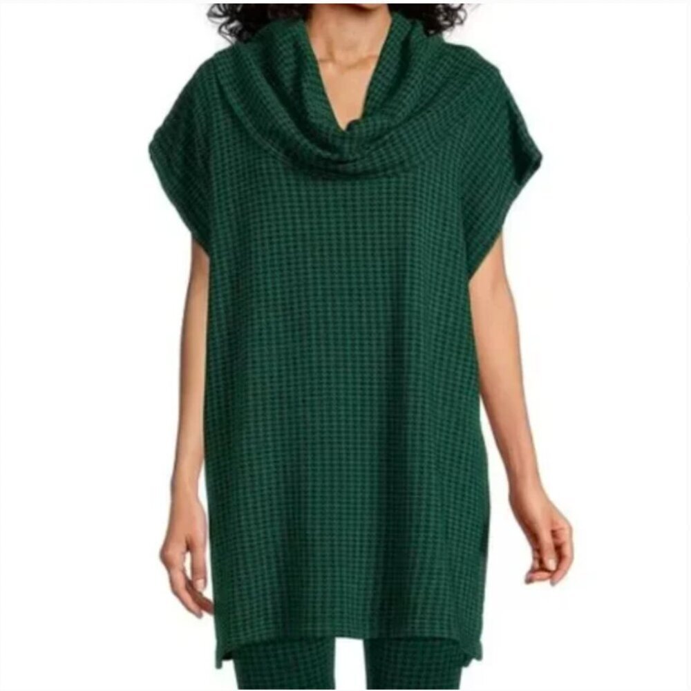 Bryn Walker Pike Houndstooth Print Cowl Neck Oversized Poncho Size XS EUC